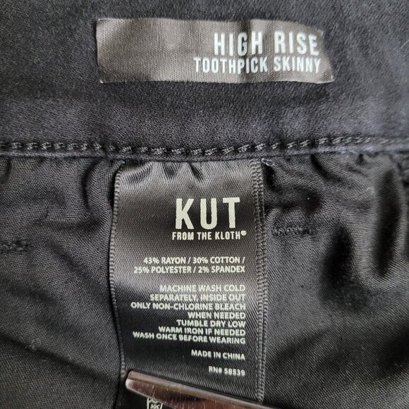Kut from the Kloth Jeans 16 S High Rise Toothpick Skinny Black Wash Stretch Deni - Picture 5 of 10